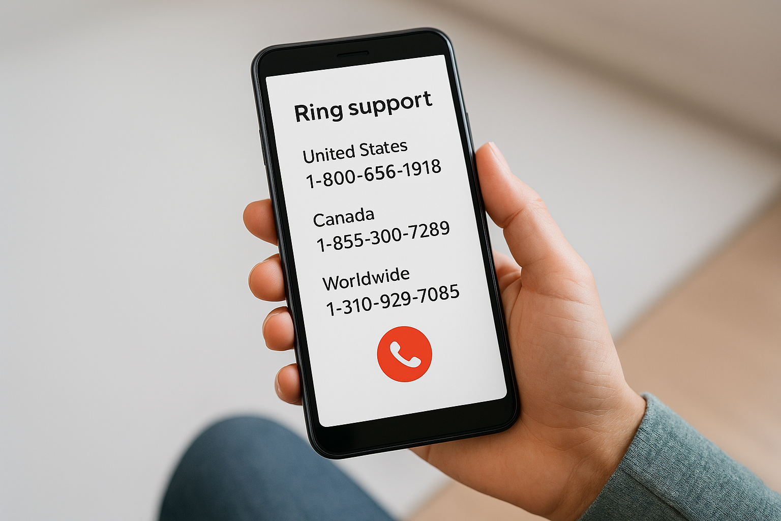 Ring's phone numbers by region